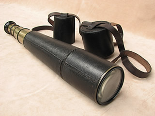 Early 20th century Aitchison 3 draw field telescope with pancratic tube to 40x magnification
